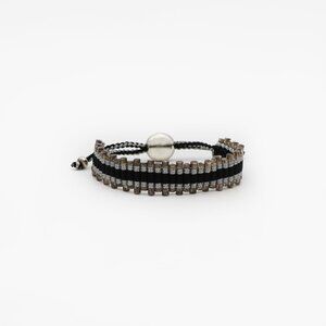 Links of London 925 Silver Black/Silver Cord Friendship Bracelet